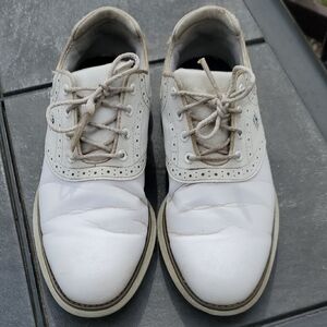 FootJoy White and Tan Kids Lace-Up Golf Oxfords
